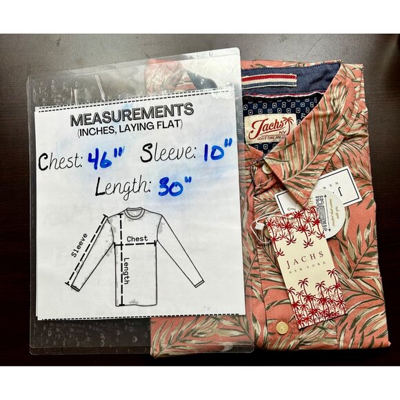 Jachs NY Men’s Stretch Button-Down Coastal-Preppy Shirt Palm Leaf Print Size‎ L - Picture 7 of 7